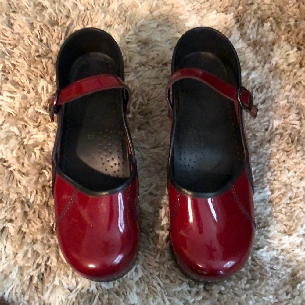 Red Patent Dansko Clogs